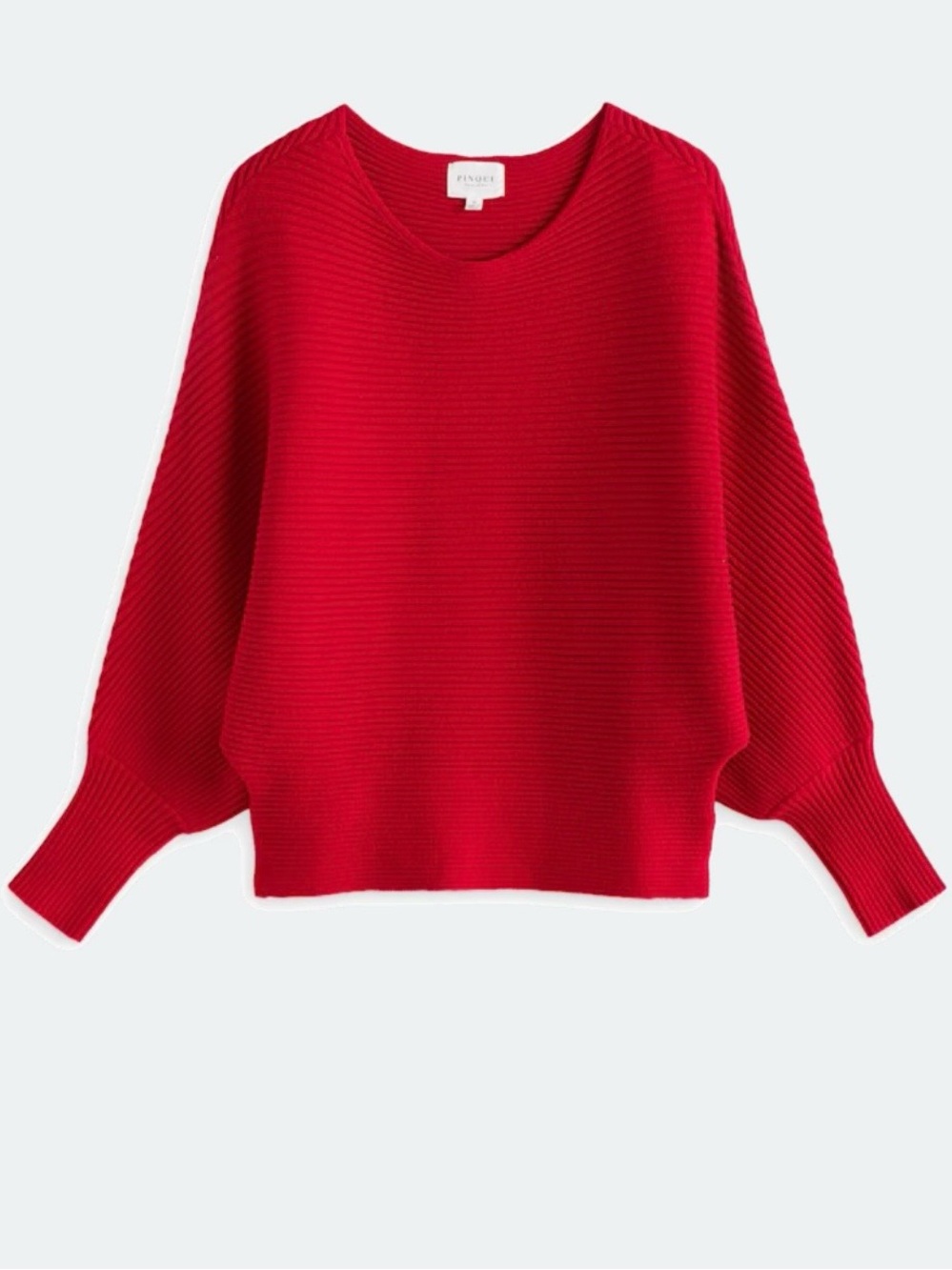 Pinque Red Ribbed Scoop Neck Sweater - Picture 1 of 6